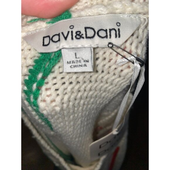 Davi & Dani Multicolor Fringe Knit Sweater L Relaxed Fit Long Sleeve Ivory - Picture 3 of 11